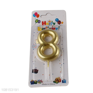 High quality metallic gold number candle birthday cake candle