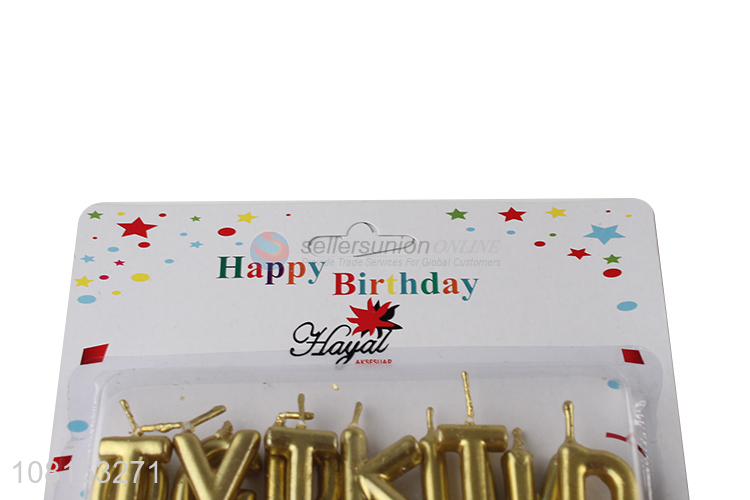 Good quality metallic gold happy birthday letter cake candle set