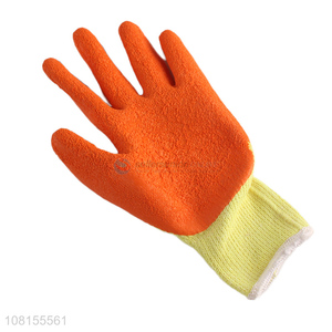 Factory supply 21s cotton <em>latex</em> crinkle safety work <em>gloves</em>