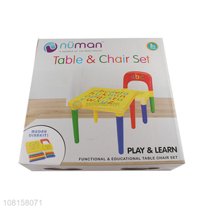 Factory supply children educational table chair set for play and learn