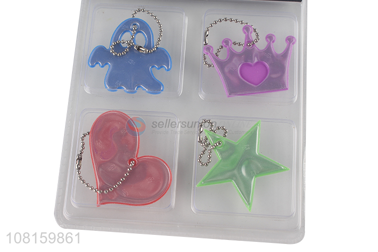 Fashion Design PVC Safety Reflective Keychain Decorative Pendant