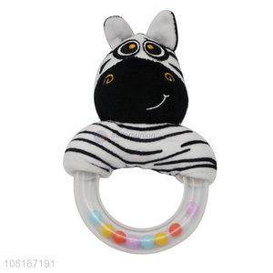 Yiwu wholesale cartoon zebra teether rattle for babies