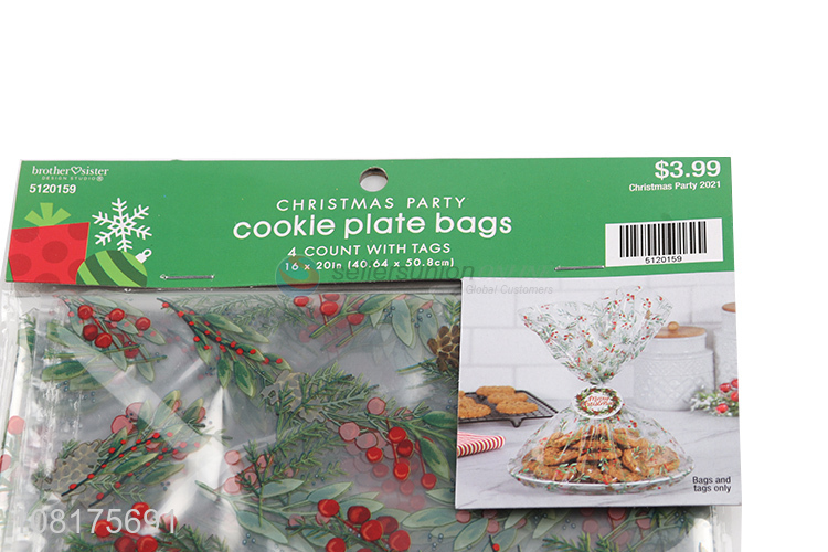 Wholesale Christmas party cookie plate bag cellophane treat bags