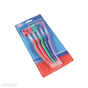 Best Sale 5 Pieces Non-Slip Handle Nylon Toothbrush Set