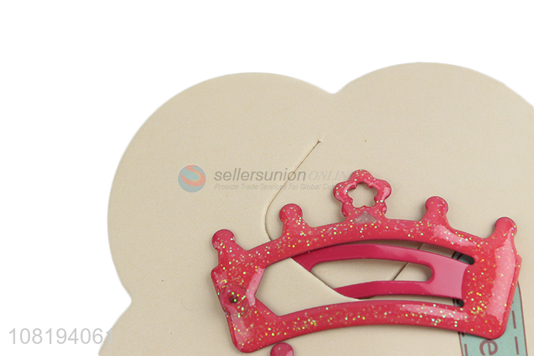 Factory price red crown clips girls kids hairpins