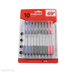 Promotional cheap 10 pieces assorted colors retractable ballpoint pens