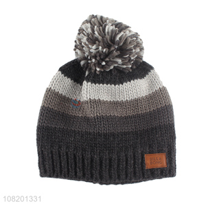 New Style Soft Knitted Beanie Hat With Pom Pom For Adults