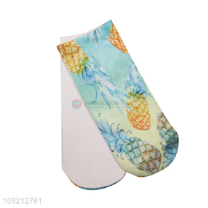 Factory supply polyester cotton women fruit printed casual socks