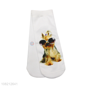 Factory direct sale creative puppy printed low ankle socks