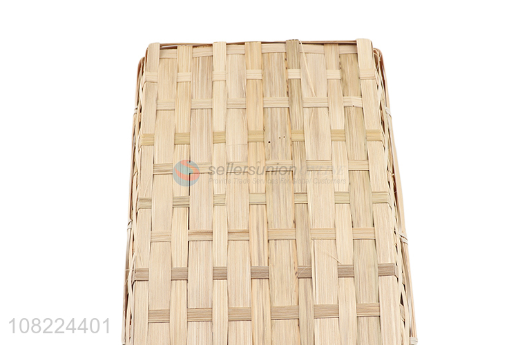 Wholesale multi-function rectangular shallow natural bamboo storage basket