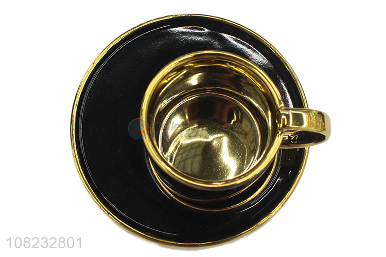 Wholesale gold brim ceramic coffe latte espresso cup and saucer set