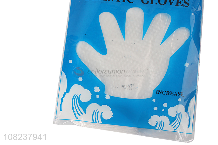 Wholesale 100 pieces clear disposable PE gloves for kitchen and salon