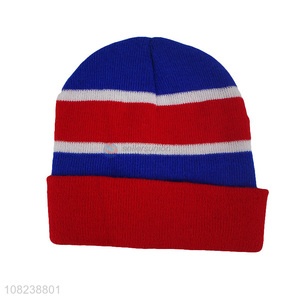 Good quality unisex winter warm beanies stylish striped knitted hat