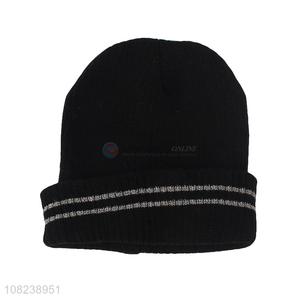 Factory wholesale women cuffed beanie hat men knitted ski skull cap