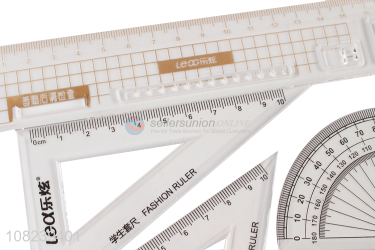 Best Quality 4 Pieces Math Drawing Ruler Stationery Set