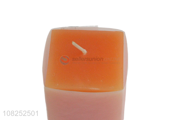 Low price orange square column wax simple scented candle