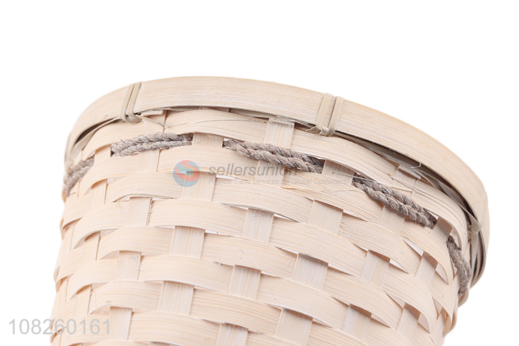 Wholesale handmade natural bamboo woven basket desktop storage basket