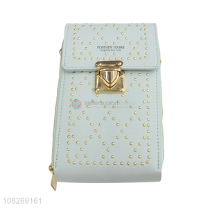 Wholesale mini pu leather shoulder bag fashionable rivet cell phone bag