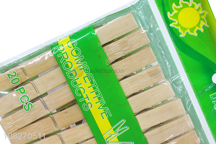 Best Price 20 Pieces Multipurpose Bamboo Clips Clothes Pegs