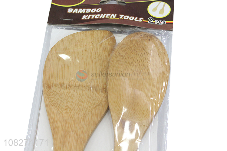 Wholesale bamboo kitchen utensil set bamboo mixing spatula cooking spoon