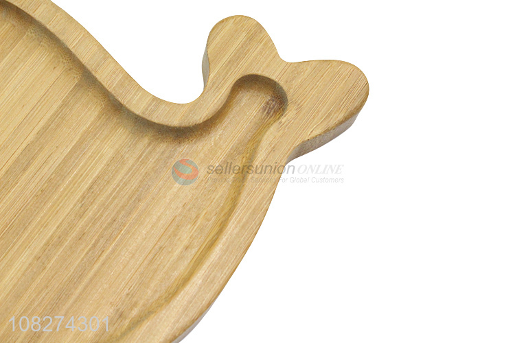 New design cute whale shape bamboo dinner plate bamboo serving tray