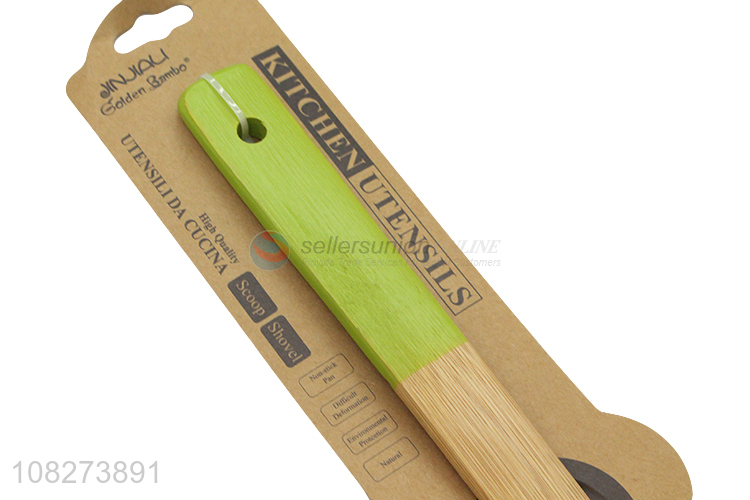 Low price non-stick natural bamboo slotted spatula kitchen utensils