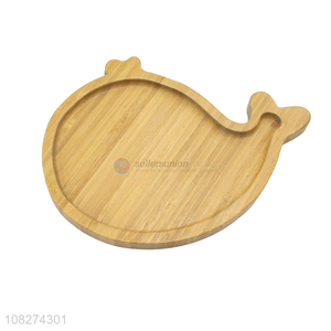 New design cute whale shape bamboo dinner plate bamboo serving tray