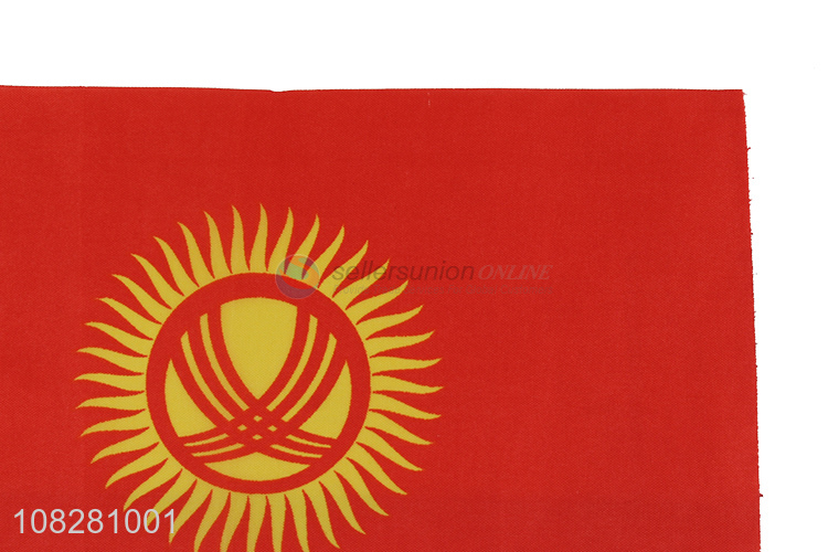 China Yiwu Kyrgyzstan flag polyester handhe national flag