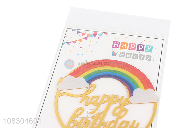 Hot selling happy birthday cake topper rainbow cupcake topper