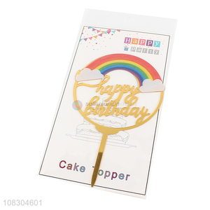 Hot selling happy birthday cake topper rainbow cupcake topper