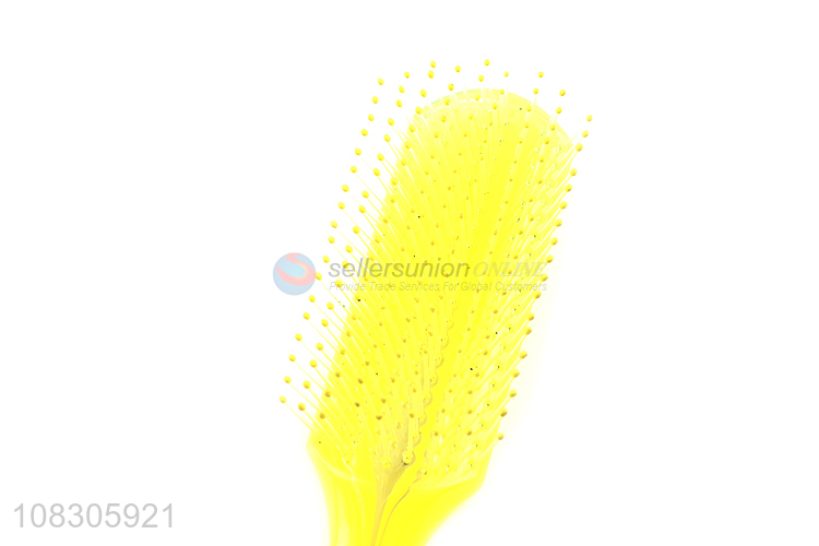 Best selling yellow women long hair comb with plastic handle