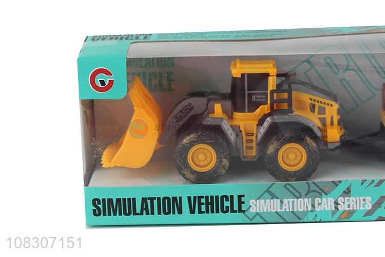 Cartoon Inertial Bulldozer Toy Vehicle With Simulation Wood