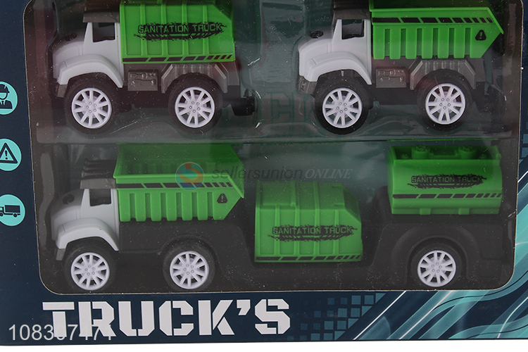 Hot Selling Simulation Sanitation Vehicle Pull-Back Toy Car Set