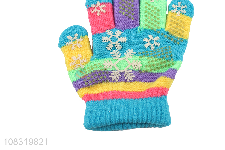 Hot selling kids winter anti-slip knit gloves for children