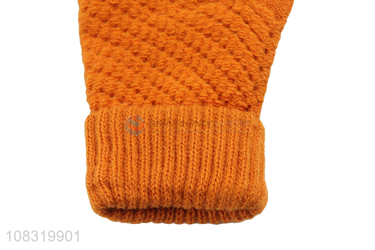 Hot selling women winter knit gloves touchscreen mittens