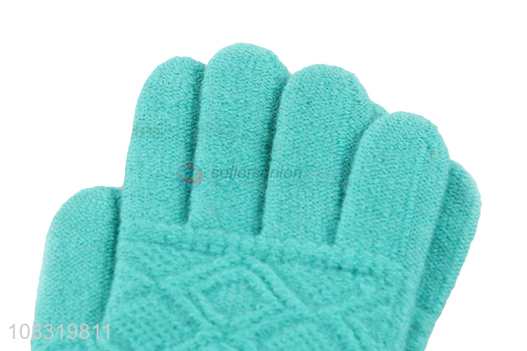 Wholesale kids winter warm gloves stretchy knitted gloves