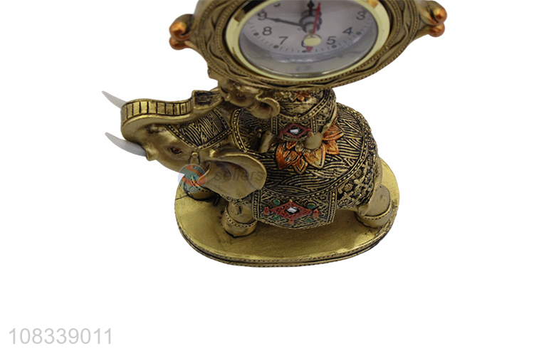 New Arrival Simulation Elephant Resin Figurine With Clock