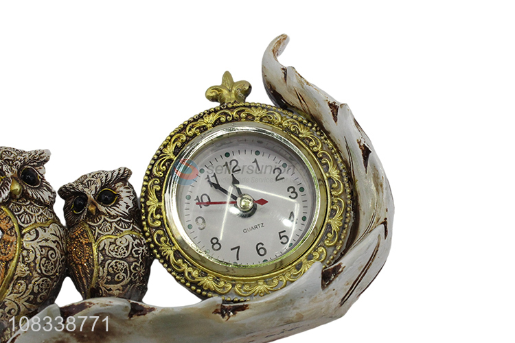 Best Quality Decorative Clock Owl Figurine Resin Crafts