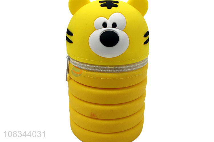 Cartoon Tiger Design Telescopic Silicone Pen Bag