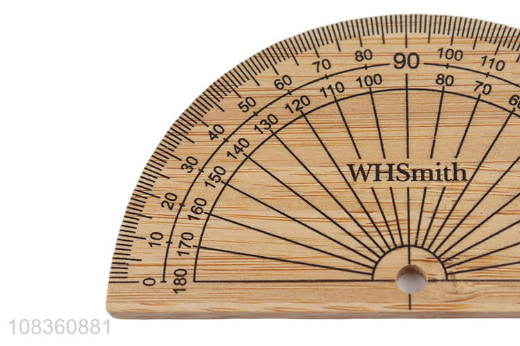 Online wholesale natural wooden protractor school drafting supplies