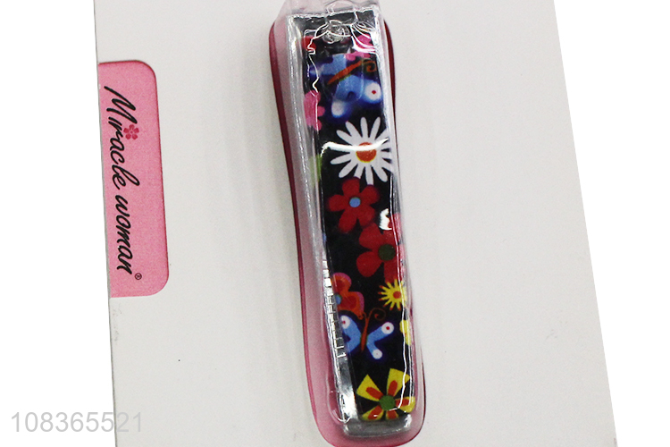 Wholesale floral print mirror polished finish stainless steel nail clipper