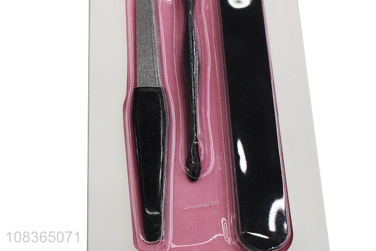 Factory wholesale 3pcs manicure pedicure set nail files cuticle pusher