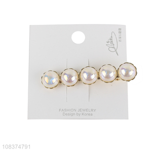 Latest design pearl ladies hairpin hair clips for sale