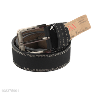 Yiwu market metal buckle stitched pu leather casual belt for men