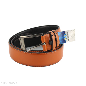 China manufacturer men's casual belt with metal single prong buckle