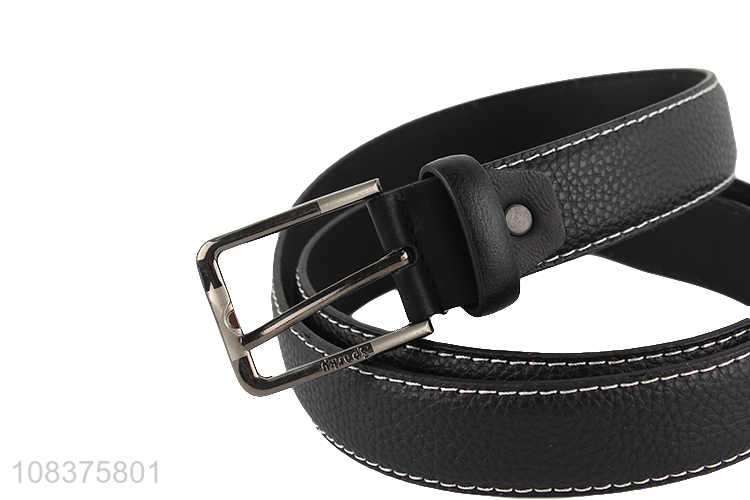 Bottom price classic simple retro men's stitched pu leather belt