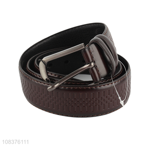 Factory price men's pin buckle belt textured belt for jeans khakis