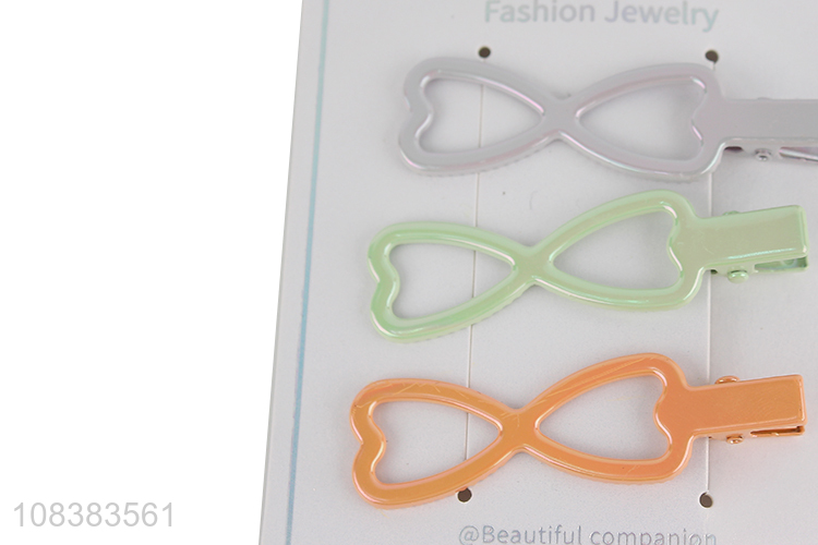 Good quality multi-color plating bow tie hair clips metal hair clips