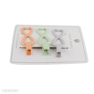 Good quality multi-color plating bow tie hair clips metal hair clips