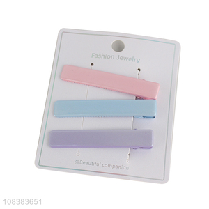 Good price 3 pieces macaron colors non-slip alligator hair barrettes clips